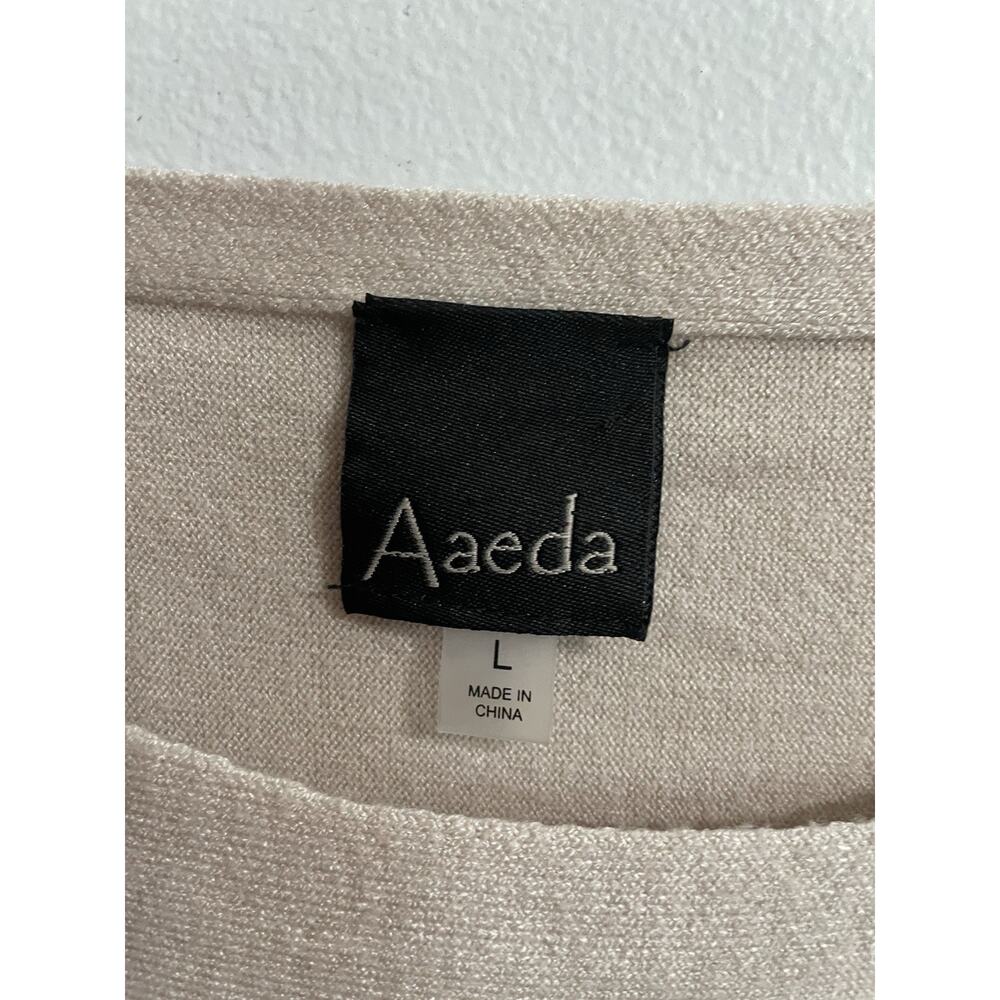 AAeda Sweater Women L Large Beige 3/4 Sleeve Felted Flowers Soft Boho Hippie - Picture 6 of 7